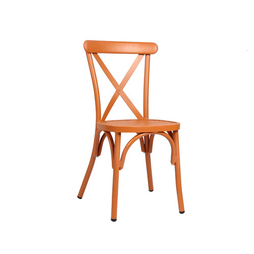 Modern Design Cross Back Chair Metal Furniture Supplier Dinning Chair For Outdoor Restaurant