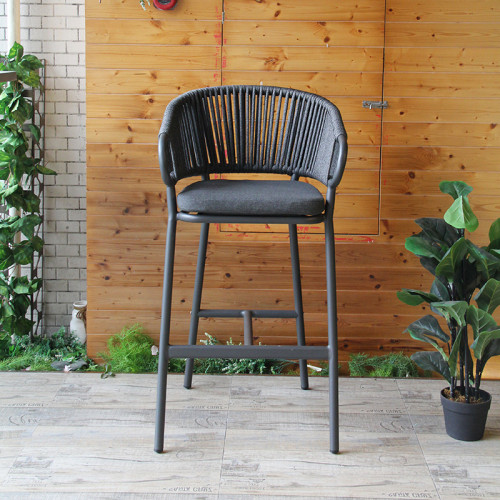 Patio Furntiure Outdoor Bar stools Metal Rope Chair For Coffee Shop Commercial Furniture Wholesaler