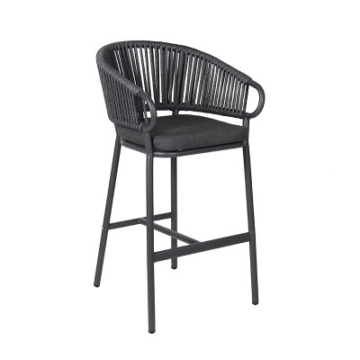 Patio Furntiure Outdoor Bar stools Metal Rope Chair For Coffee Shop Commercial Furniture Wholesaler