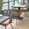 Wholesale Stackable Chair Wooden Effect Aluminum Frame Rope Chair Outdoor Weaven Dining Chair