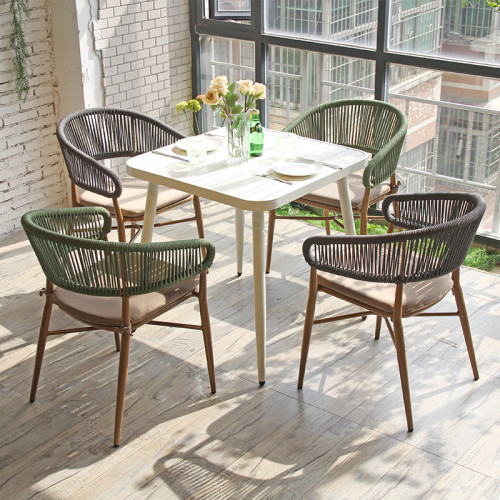 Rope Chair Outdoor Furniture Supplier Metal Chair In Wooden Finished Garden Weaving Chair