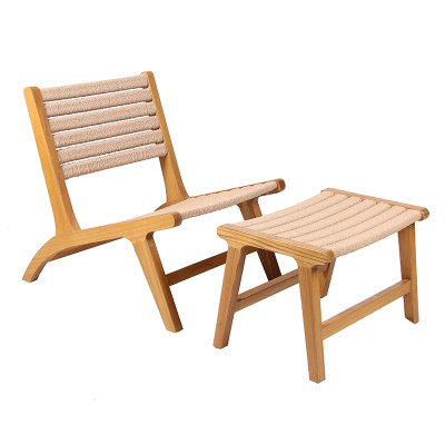 Wooden Leisure Chair Set Balcony Furniture Wholesaler Chair And Ottoman Set