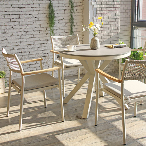 Outdoor Round Dining Table For Restaurant Balcony Furniture Table And Chair Set Wholesale