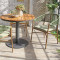 Industrial Aluminum Base Teak Wood Top Outdoor Restaurant Table