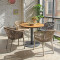 Industrial Aluminum Base Teak Wood Top Outdoor Restaurant Table