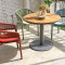 Industrial Aluminum Base Teak Wood Top Outdoor Restaurant Table