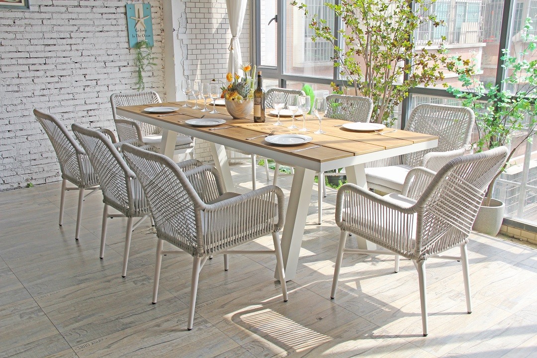 Eight Seater Plastic Wood Outdoor Table