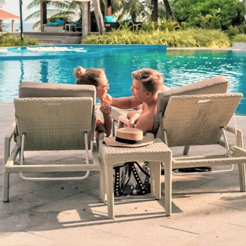 Aluminum Leg Pe Rattan Outdoor Waterproof Lounge Chair