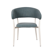 Elegant Blue Fabric Armrest Chair For Cafe And Hotel