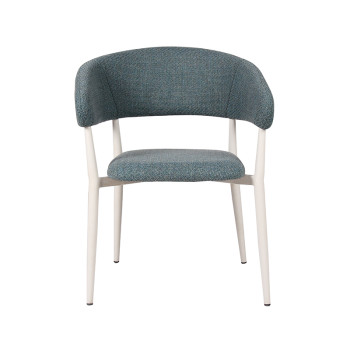 Elegant Blue Fabric Armrest Chair For Cafe And Hotel