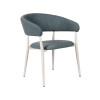 Elegant Blue Fabric Armrest Chair For Cafe And Hotel