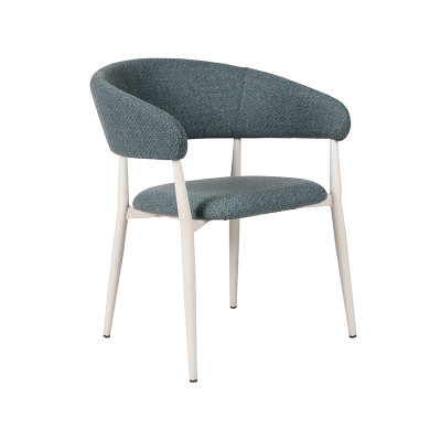 Elegant Blue Fabric Armrest Chair For Cafe And Hotel