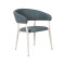 Elegant Blue Fabric Armrest Chair For Cafe And Hotel