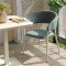 Elegant Blue Fabric Armrest Chair For Cafe And Hotel