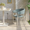 Elegant Blue Fabric Armrest Chair For Cafe And Hotel