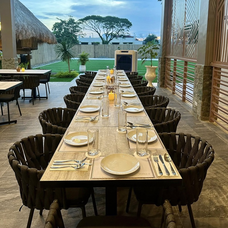 Outdoor Woven Rope Dining Chairs And Customized Dining Tables