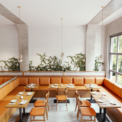 Modern Customized Pizza Shop Restaurant Leather Booth Sofa Sets