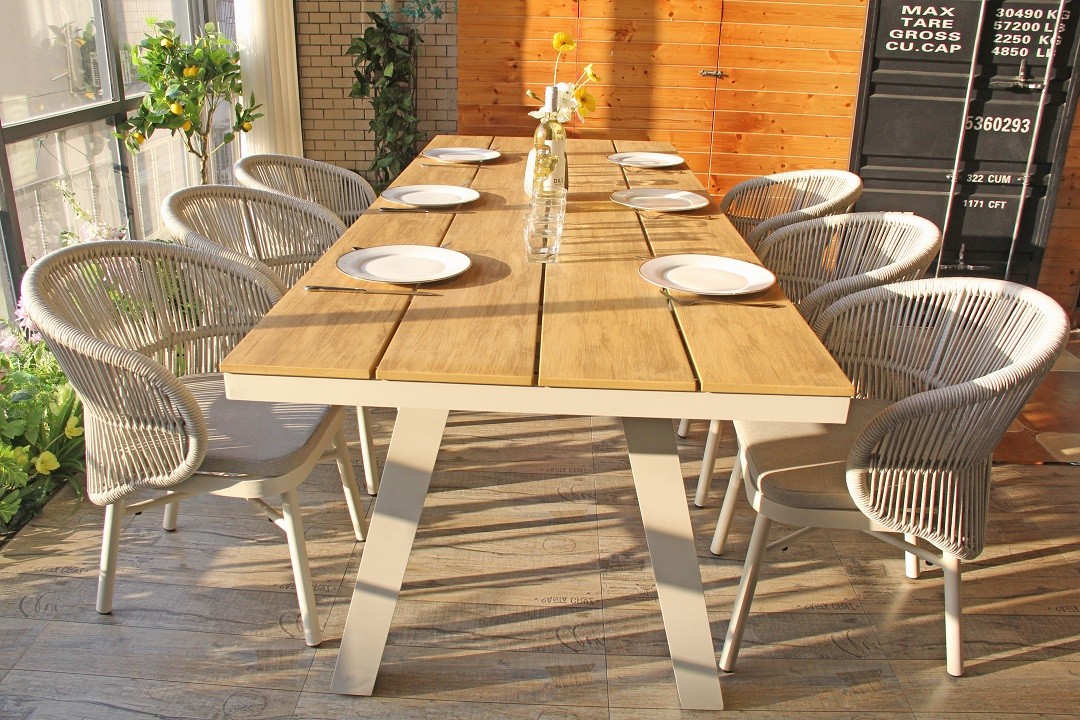 Plastic wood rectangular outdoor dining table