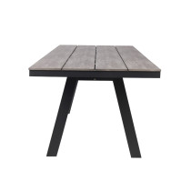 Rectangular Garden Table Plastic Wood Top Aluminum Frame Waterproof