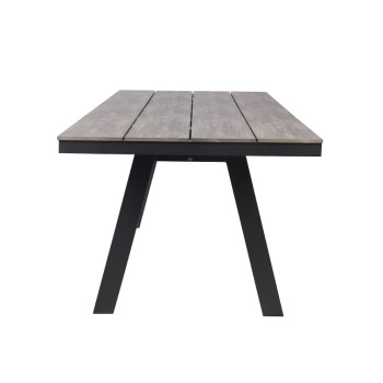 Rectangular Garden Table Plastic Wood Top Aluminum Frame Waterproof