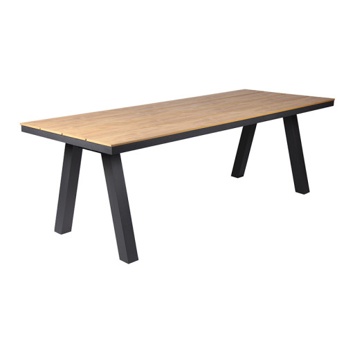Plastic Wood Top Rectangle Garden Table For Leisure Patio Hotel