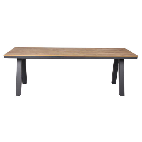 Plastic Wood Top Rectangle Garden Table For Leisure Patio Hotel