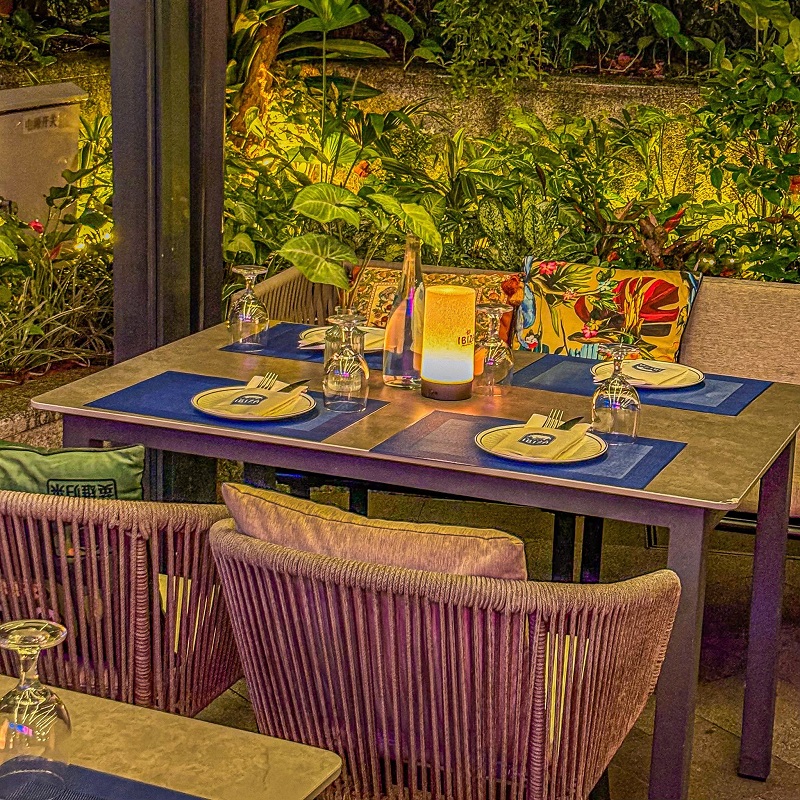 Woven Rope Dining Chairs And Customized Dining Tables For IBIZA Restaurant & Bar