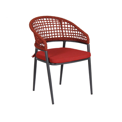 Leisure Garden Aluminum Frame Mesh Back Waterproof Woven Rope Chair