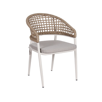 Leisure Garden Aluminum Frame Mesh Back Waterproof Woven Rope Chair