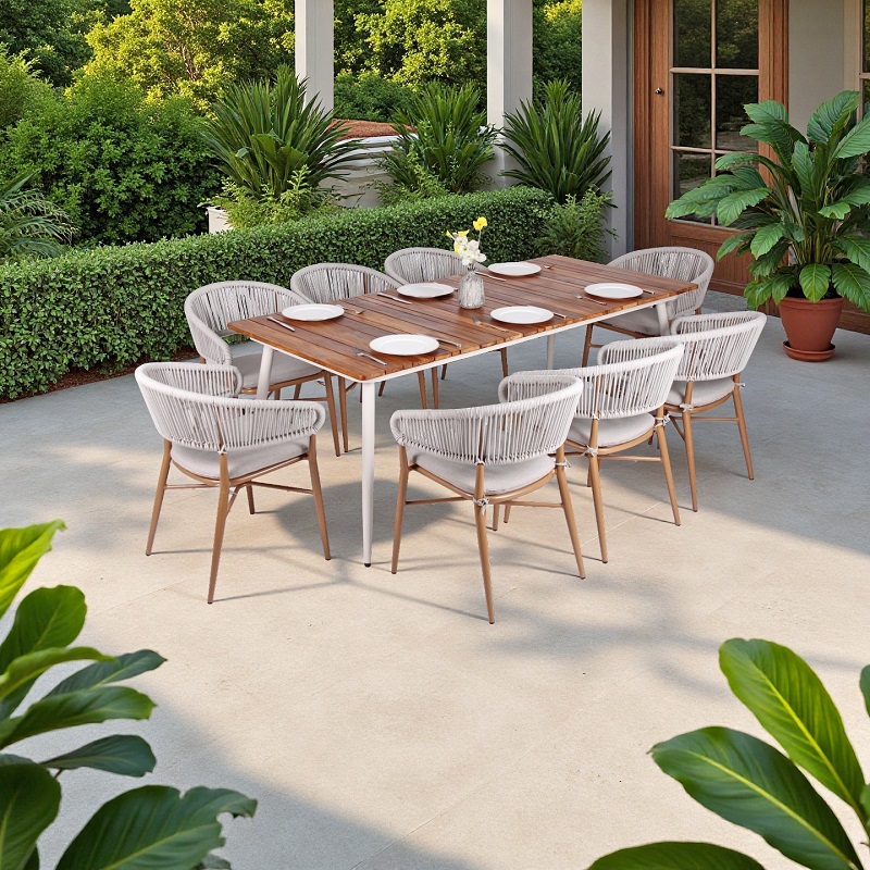 Rope woven outdoor dining chair