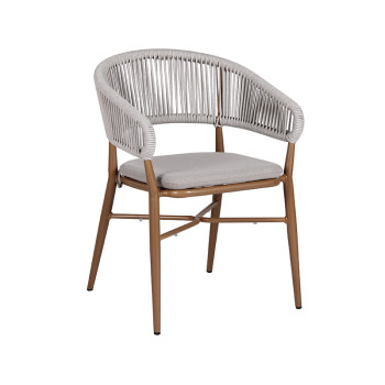 Lightweight Balcony Outside Rope Woven Chair With Removable Cushion