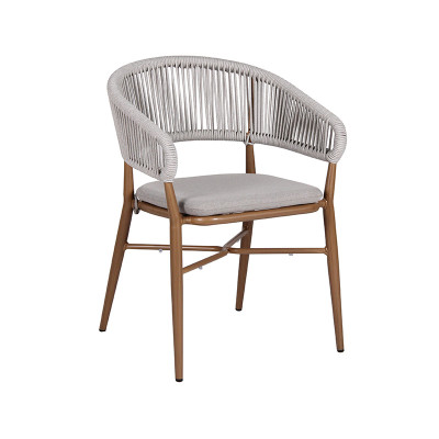 Lightweight Balcony Outside Rope Woven Chair With Removable Cushion