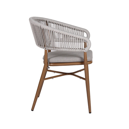 Lightweight Balcony Outside Rope Woven Chair With Removable Cushion