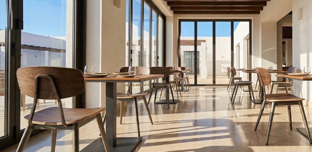 Wood-And-Metal Restaurant Furniture