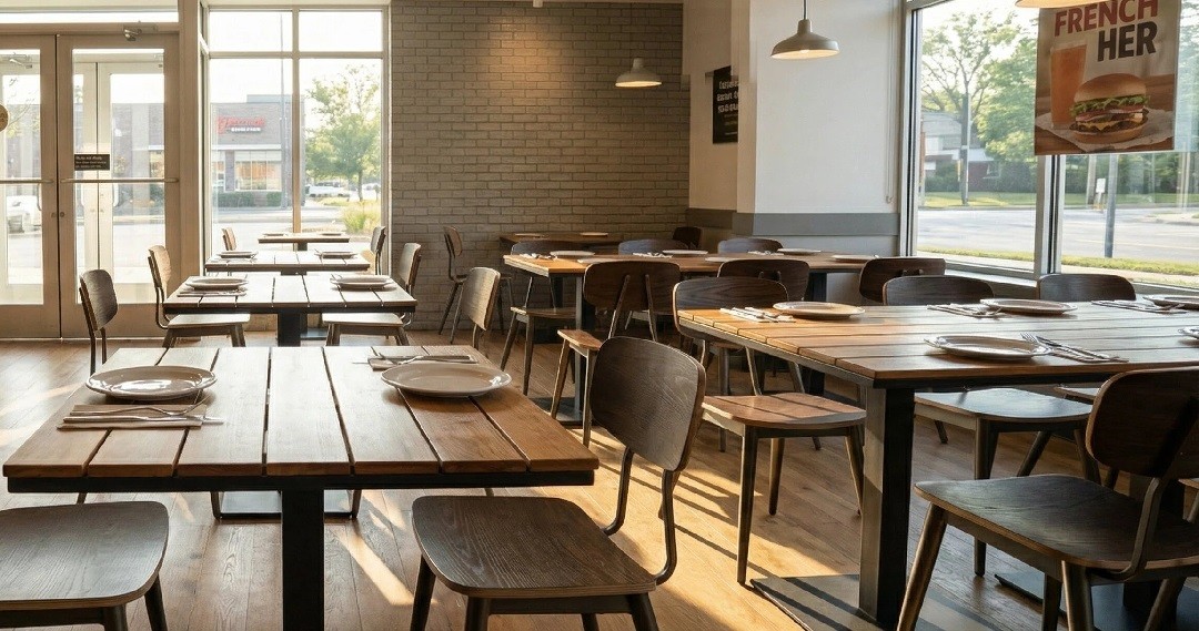 Wood-And-Metal Restaurant Furniture