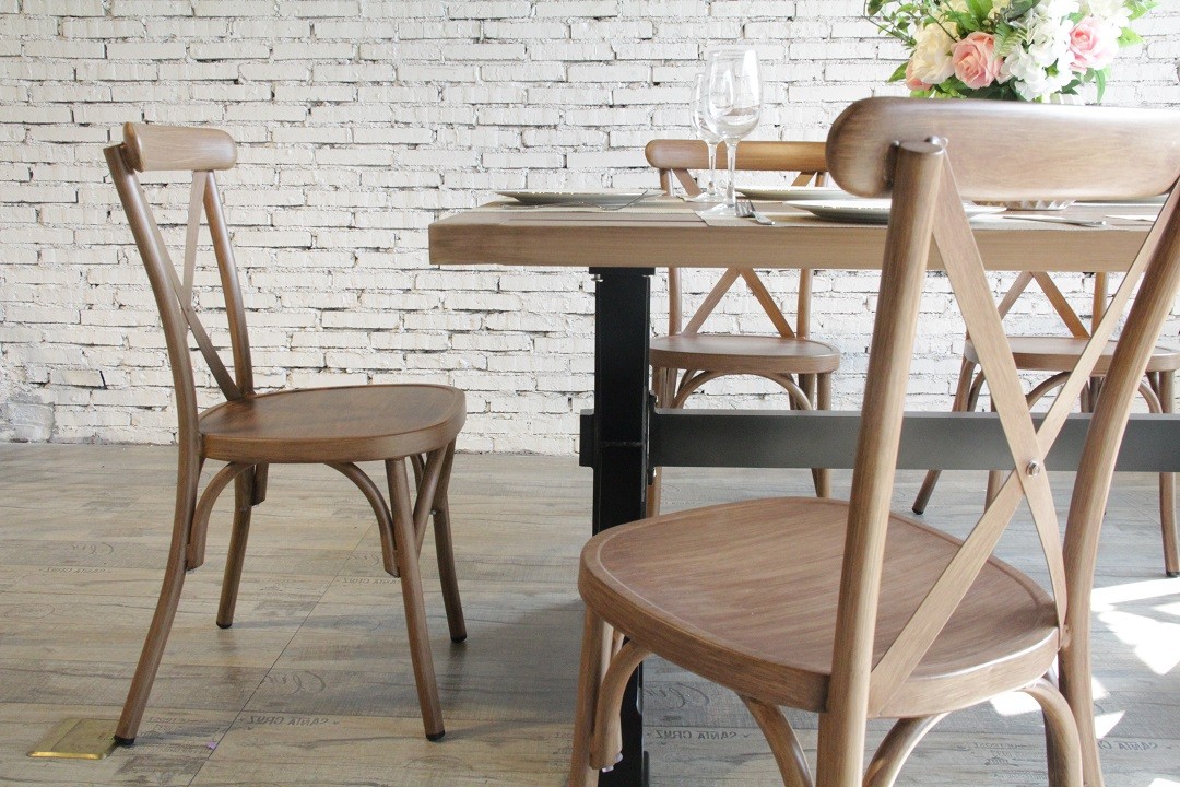Metal Wood Grain Chairs