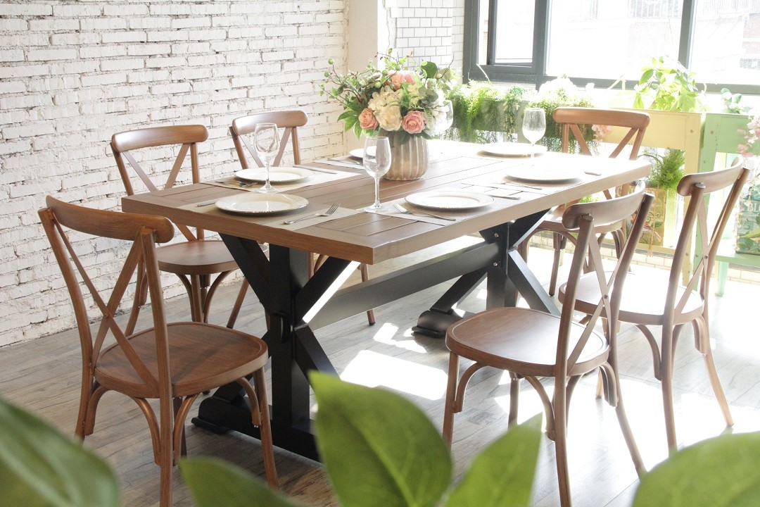Metal Wood Grain Chairs