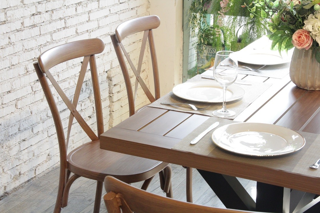 Metal Wood Grain Chairs