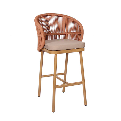 Multi Color Braided Rope High Bar Chair For Pool Club Pub Outdoor Patio