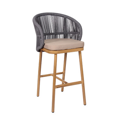Multi Color Braided Rope High Bar Chair For Pool Club Pub Outdoor Patio