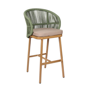 Multi Color Braided Rope High Bar Chair For Pool Club Pub Outdoor Patio