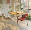 Commercial Teak Top Aluminum Outdoor Dining Tables For CaféS & Restaurants