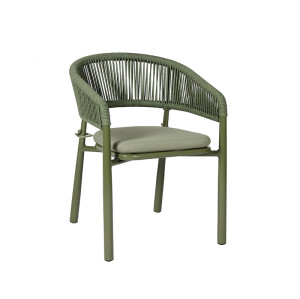 Commercial Woven Rope Outdoor Arm Chair For Bistro Patio Restaurant
