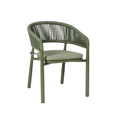 Commercial Woven Rope Outdoor Arm Chair For Bistro Patio Restaurant