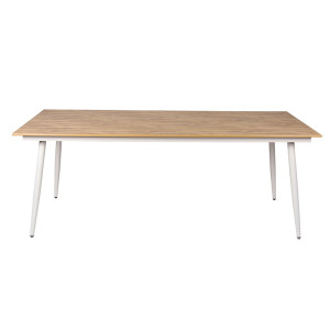 Waterproof Outdoor Plywood Table Wood Grain Slat Surface Aluminum Base
