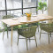 Waterproof Outdoor Plywood Table Wood Grain Slat Surface Aluminum Base
