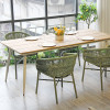 Waterproof Outdoor Plywood Table Wood Grain Slat Surface Aluminum Base
