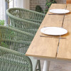 Waterproof Outdoor Plywood Table Wood Grain Slat Surface Aluminum Base