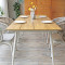 Waterproof Outdoor Plywood Table Wood Grain Slat Surface Aluminum Base