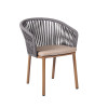 Casual Patio Armchair With Metal Legs And Breathable Rope Weave